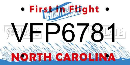 VFP6781 North Carolina License Plate