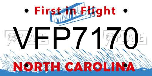 VFP7170 North Carolina License Plate
