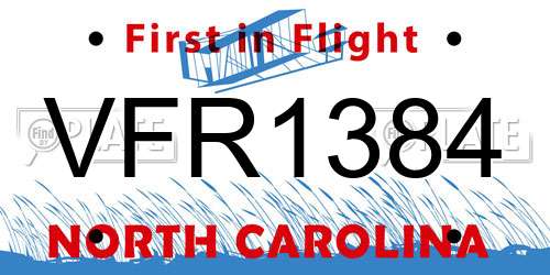 VFR1384 North Carolina License Plate