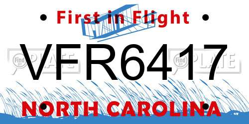 VFR6417 North Carolina License Plate