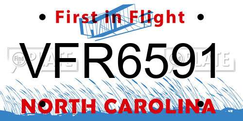 VFR6591 North Carolina License Plate