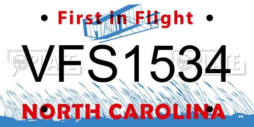 VFS1534 North Carolina License Plate