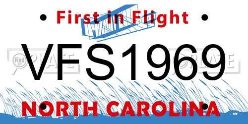 VFS1969 North Carolina License Plate