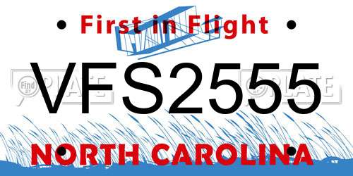 VFS2555 North Carolina License Plate
