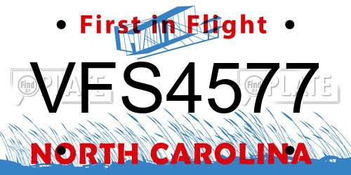 VFS4577 North Carolina License Plate