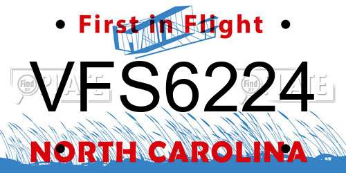 VFS6224 North Carolina License Plate