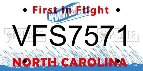 VFS7571 North Carolina License Plate