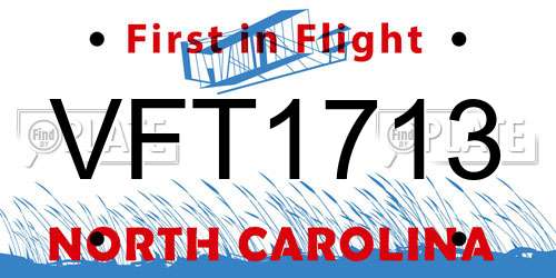 VFT1713 North Carolina License Plate