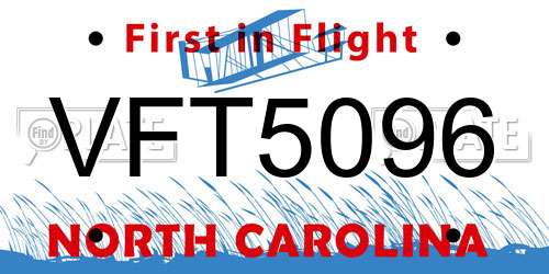 VFT5096 North Carolina License Plate