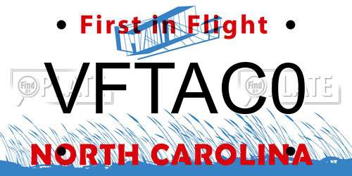 VFTAC0 North Carolina License Plate