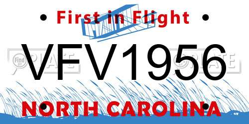 VFV1956 North Carolina License Plate