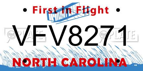 VFV8271 North Carolina License Plate