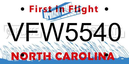 VFW5540 North Carolina License Plate