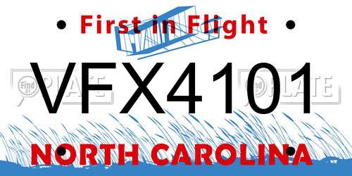 VFX4101 North Carolina License Plate