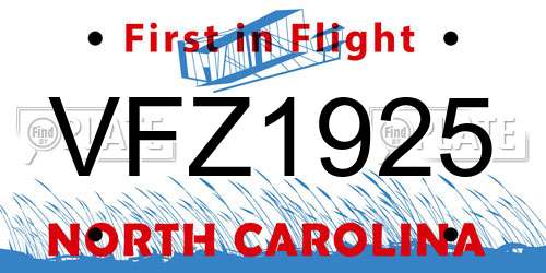 VFZ1925 North Carolina License Plate