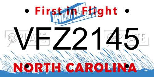 VFZ2145 North Carolina License Plate
