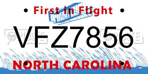 VFZ7856 North Carolina License Plate