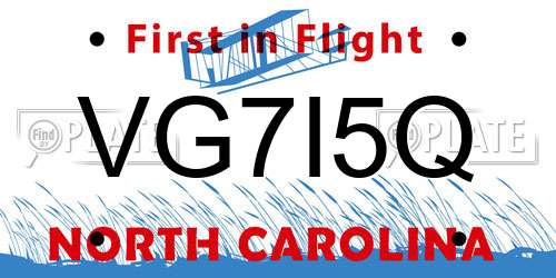 VG7I5Q North Carolina License Plate