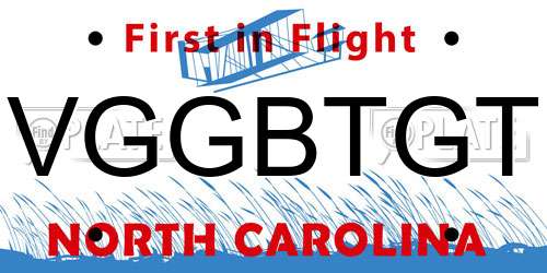 VGGBTGT North Carolina License Plate