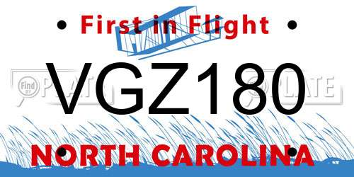 VGZ180 North Carolina License Plate
