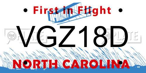 VGZ18D North Carolina License Plate