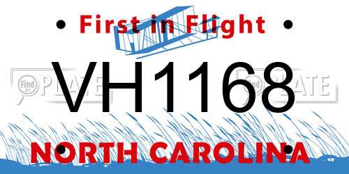 VH1168 North Carolina License Plate