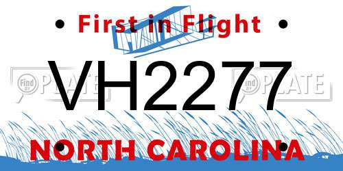 VH2277 North Carolina License Plate