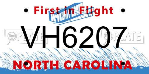 VH6207 North Carolina License Plate