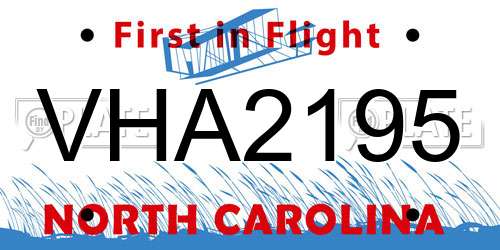 VHA2195 North Carolina License Plate