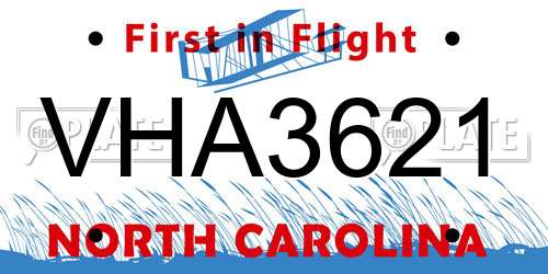 VHA3621 North Carolina License Plate