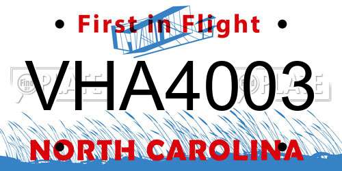 VHA4003 North Carolina License Plate