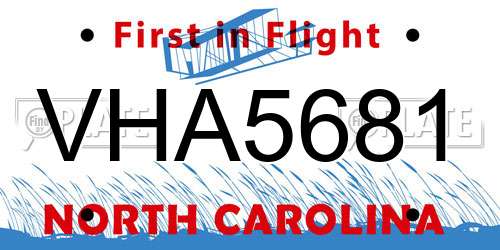 VHA5681 North Carolina License Plate