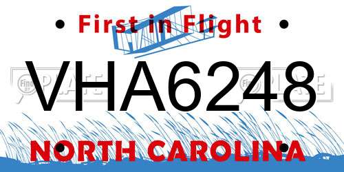VHA6248 North Carolina License Plate