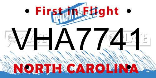 VHA7741 North Carolina License Plate