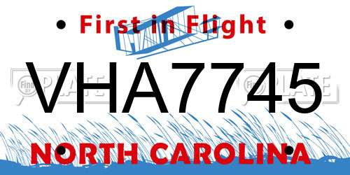 VHA7745 North Carolina License Plate