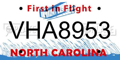 VHA8953 North Carolina License Plate