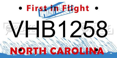 VHB1258 North Carolina License Plate