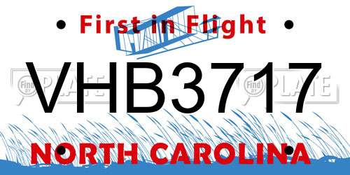 VHB3717 North Carolina License Plate