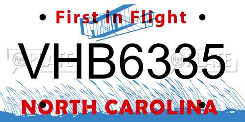 VHB6335 North Carolina License Plate