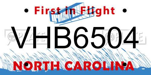 VHB6504 North Carolina License Plate