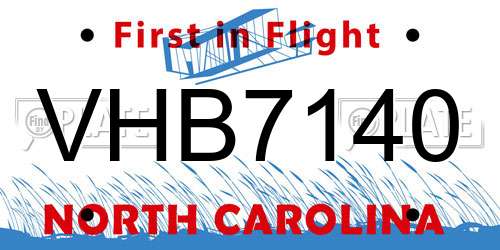 VHB7140 North Carolina License Plate