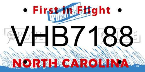 VHB7188 North Carolina License Plate
