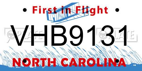 VHB9131 North Carolina License Plate