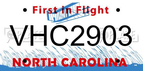 VHC2903 North Carolina License Plate