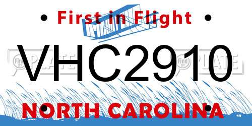 VHC2910 North Carolina License Plate
