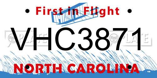 VHC3871 North Carolina License Plate