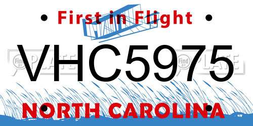 VHC5975 North Carolina License Plate