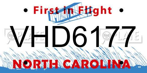 VHD6177 North Carolina License Plate