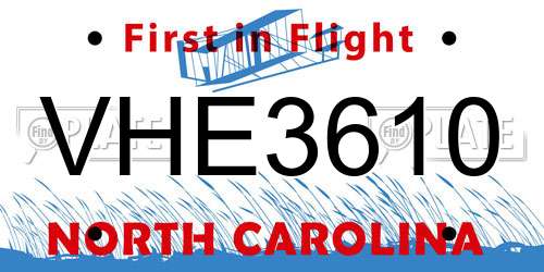 VHE3610 North Carolina License Plate