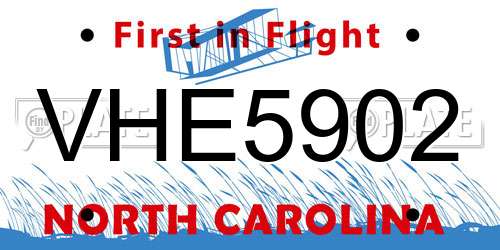 VHE5902 North Carolina License Plate